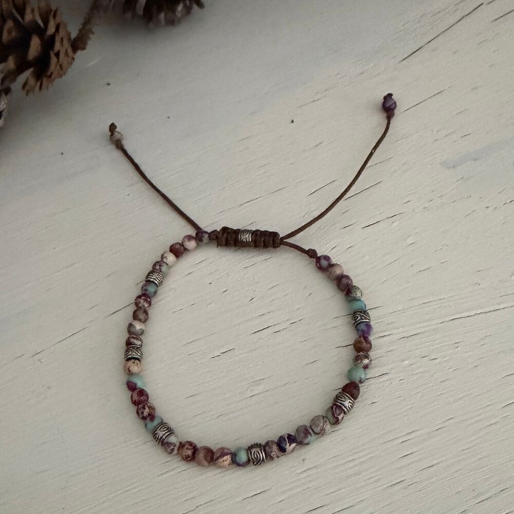 Adjustable Sea Sediment Jasper Gemstone Bracelet